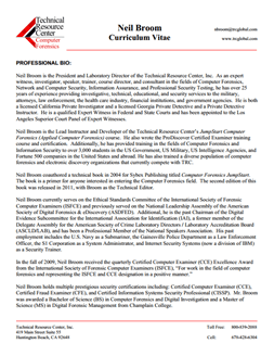 CV for Neil Broom Expert Witness in Computer Forensics Investigations in Miami Florida